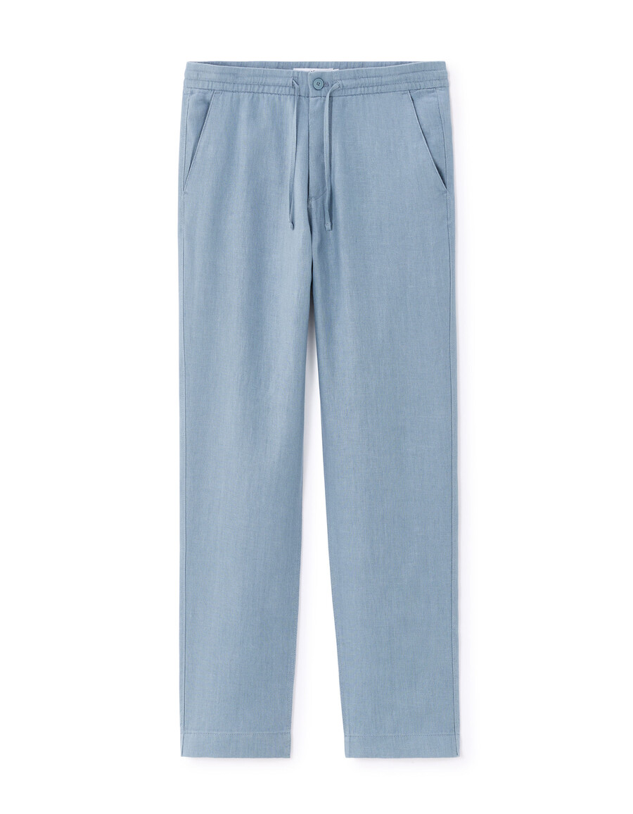 pantalones de pierna recta 100 lino