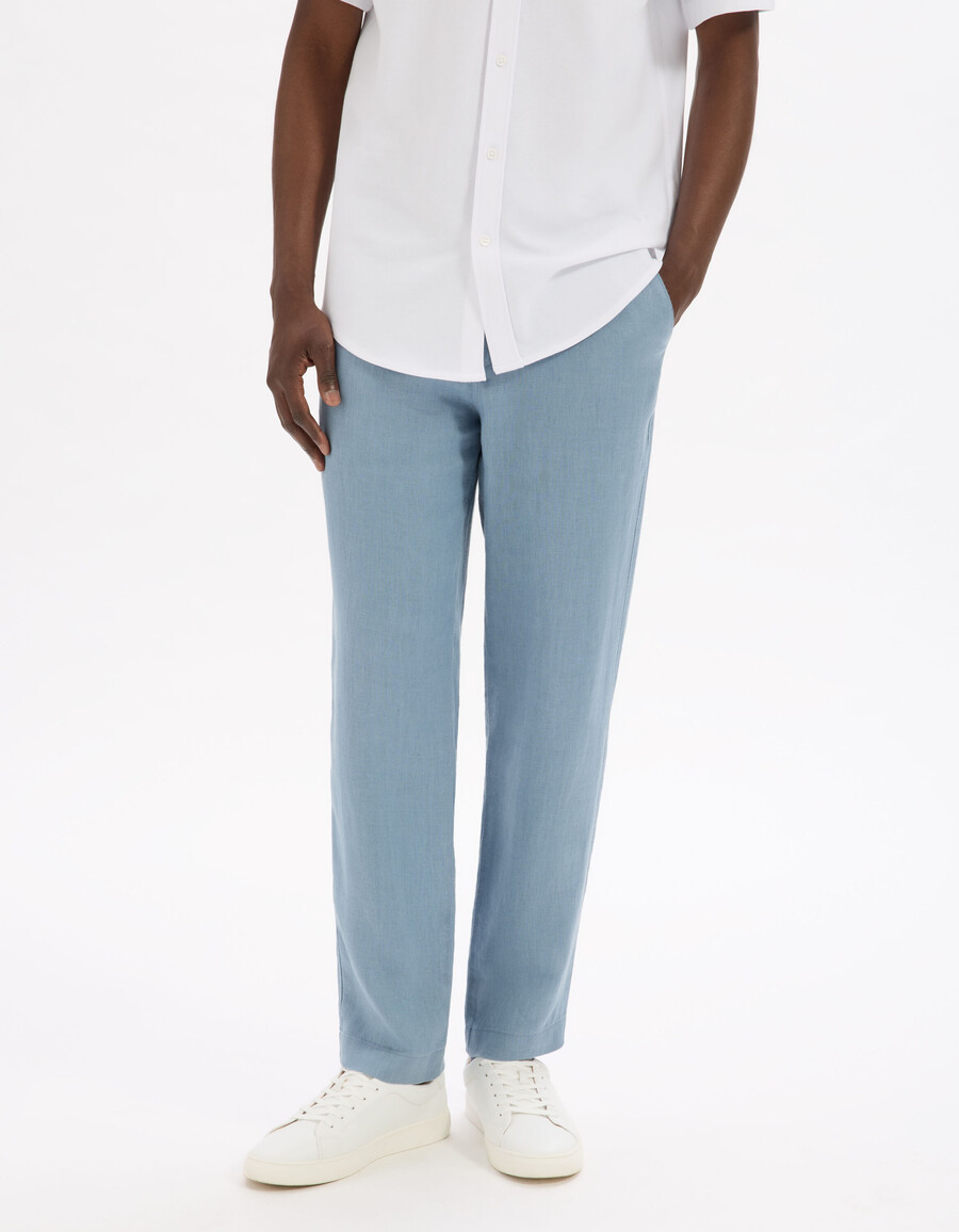 pantalones de pierna recta 100 lino