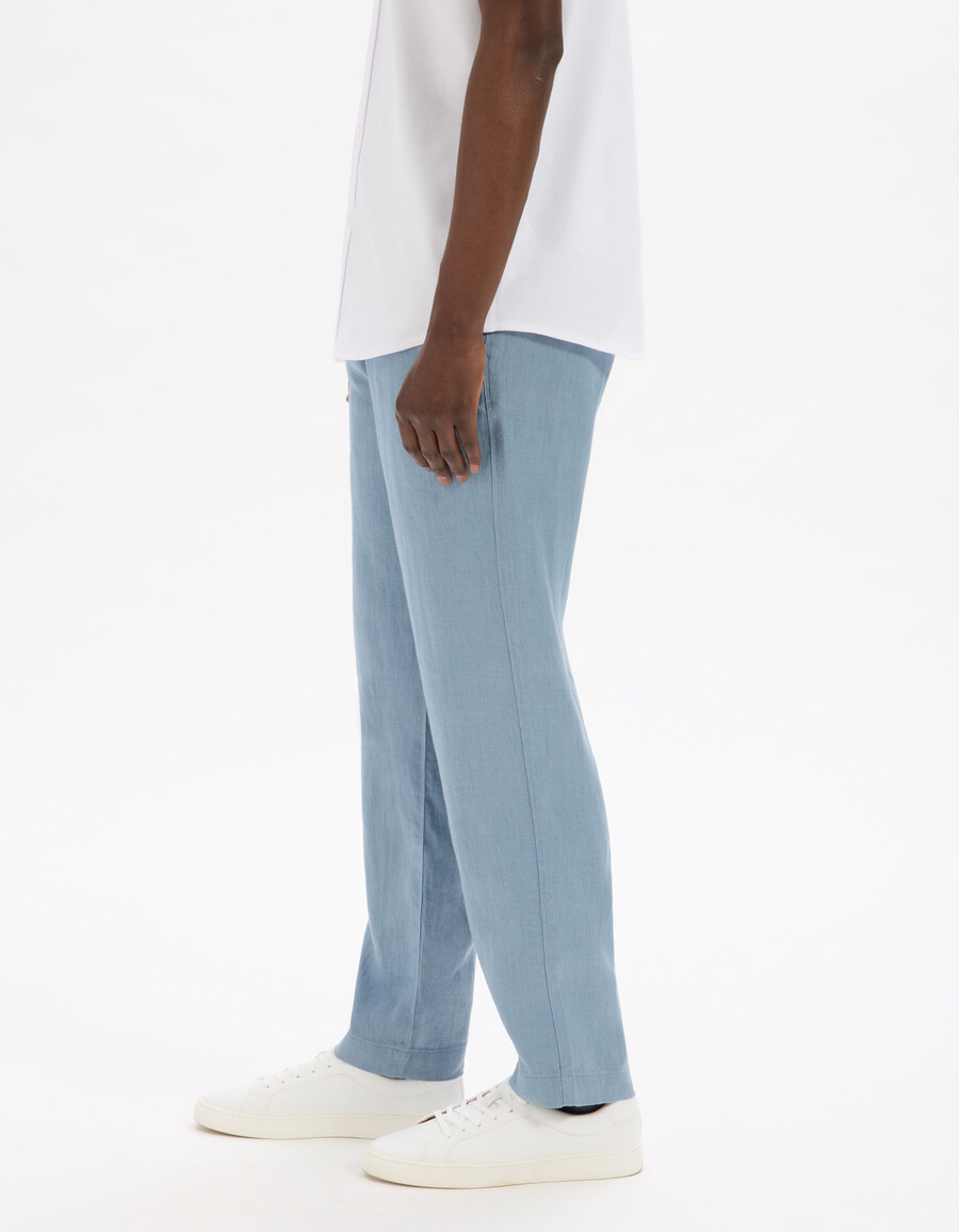 pantalones de pierna recta 100 lino