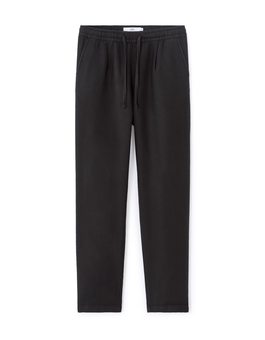 pantalones de lona texturizada de corte entallado 100 algodón