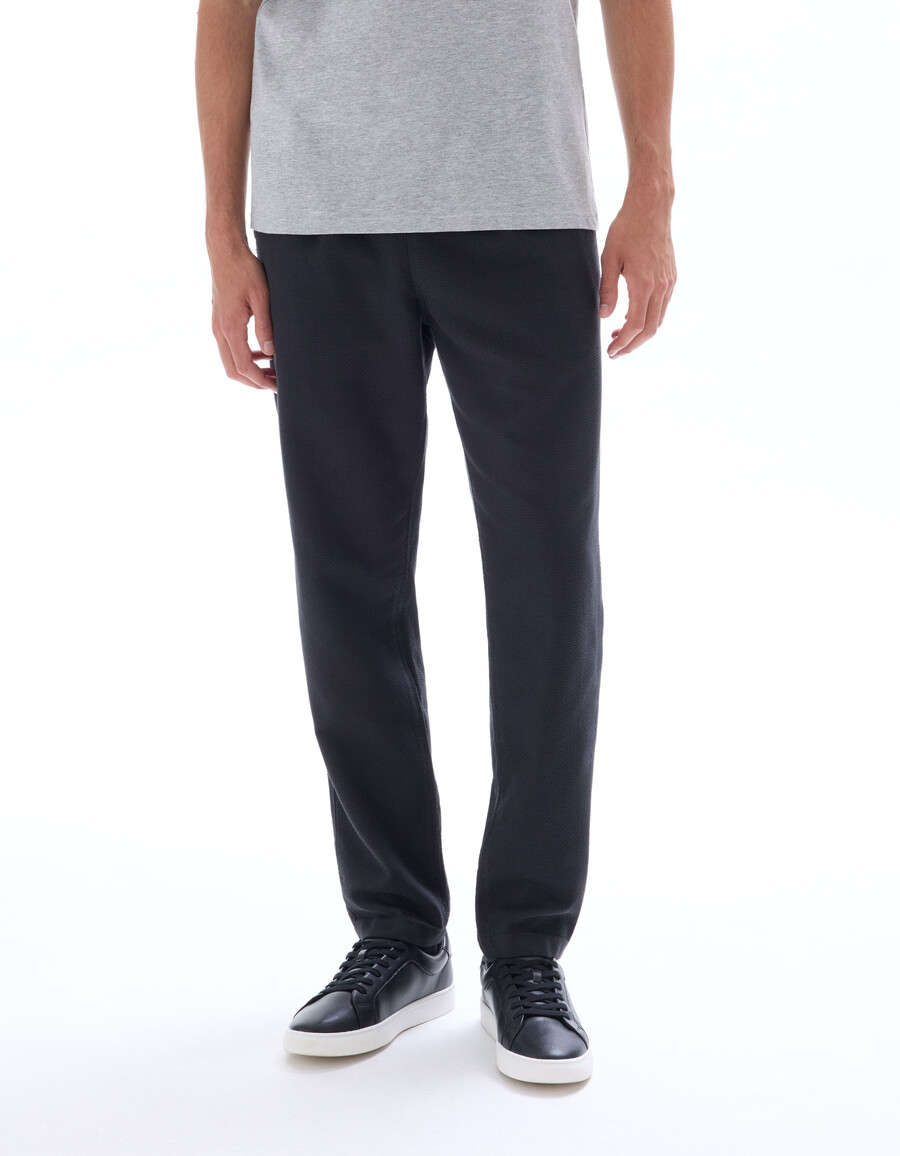 pantalones de lona texturizada de corte entallado 100 algodón