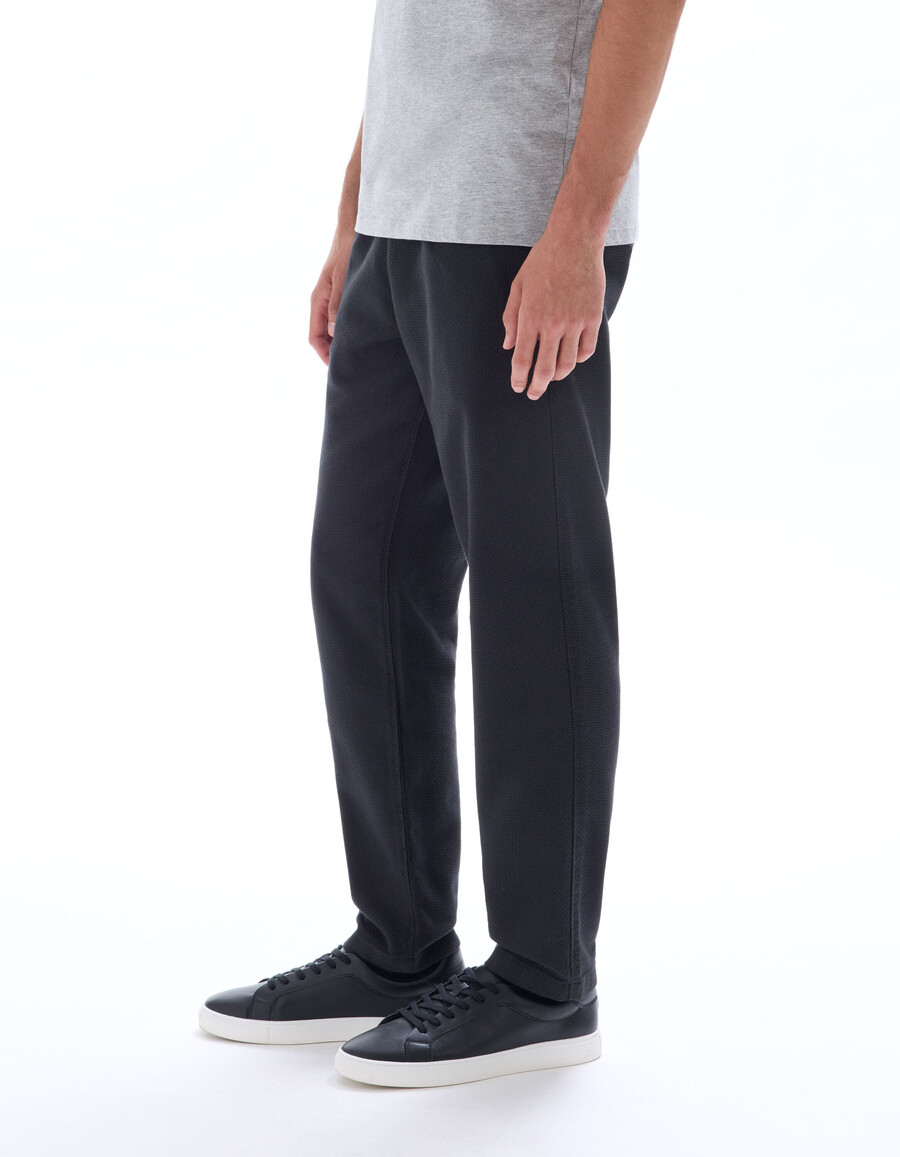 pantalones de lona texturizada de corte entallado 100 algodón
