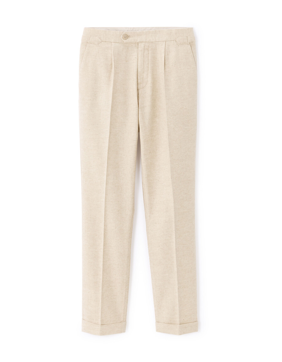 pantalones chinos ajustados de algodón y lino