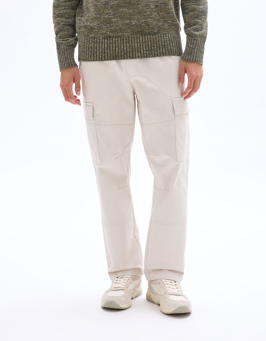 pantalones cargo rectos de algodón elástico