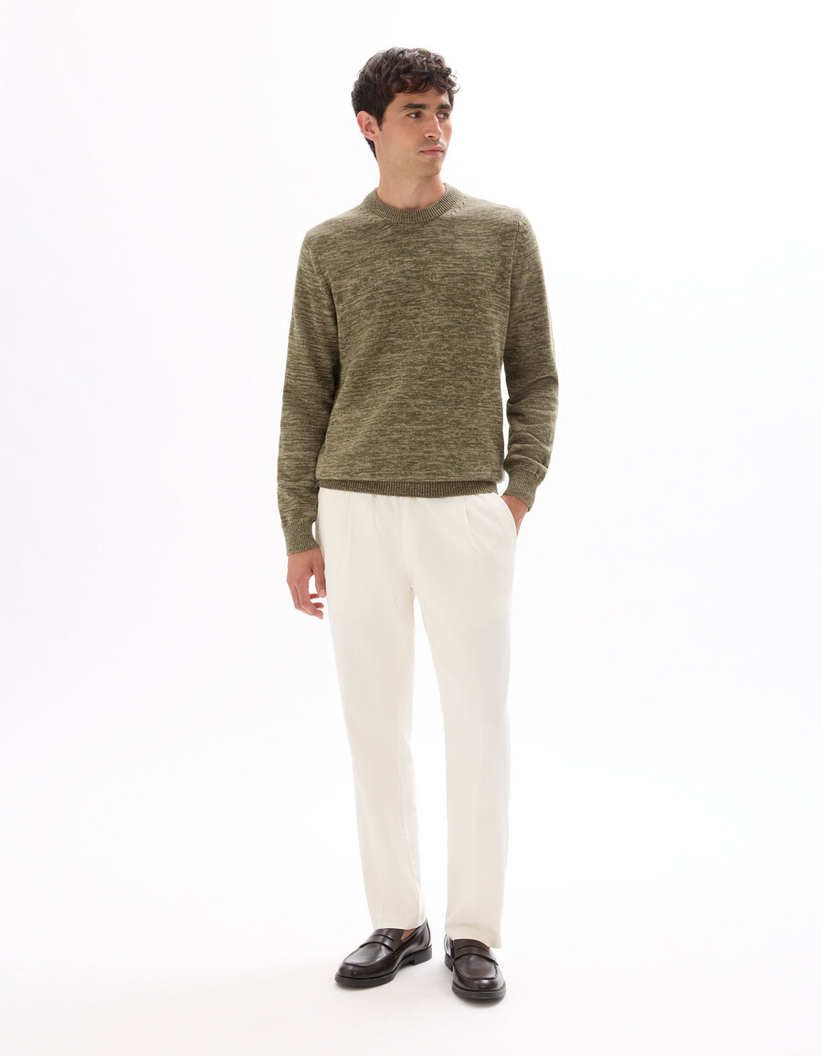 pantalones de algodón y lino elásticos de corte entallado