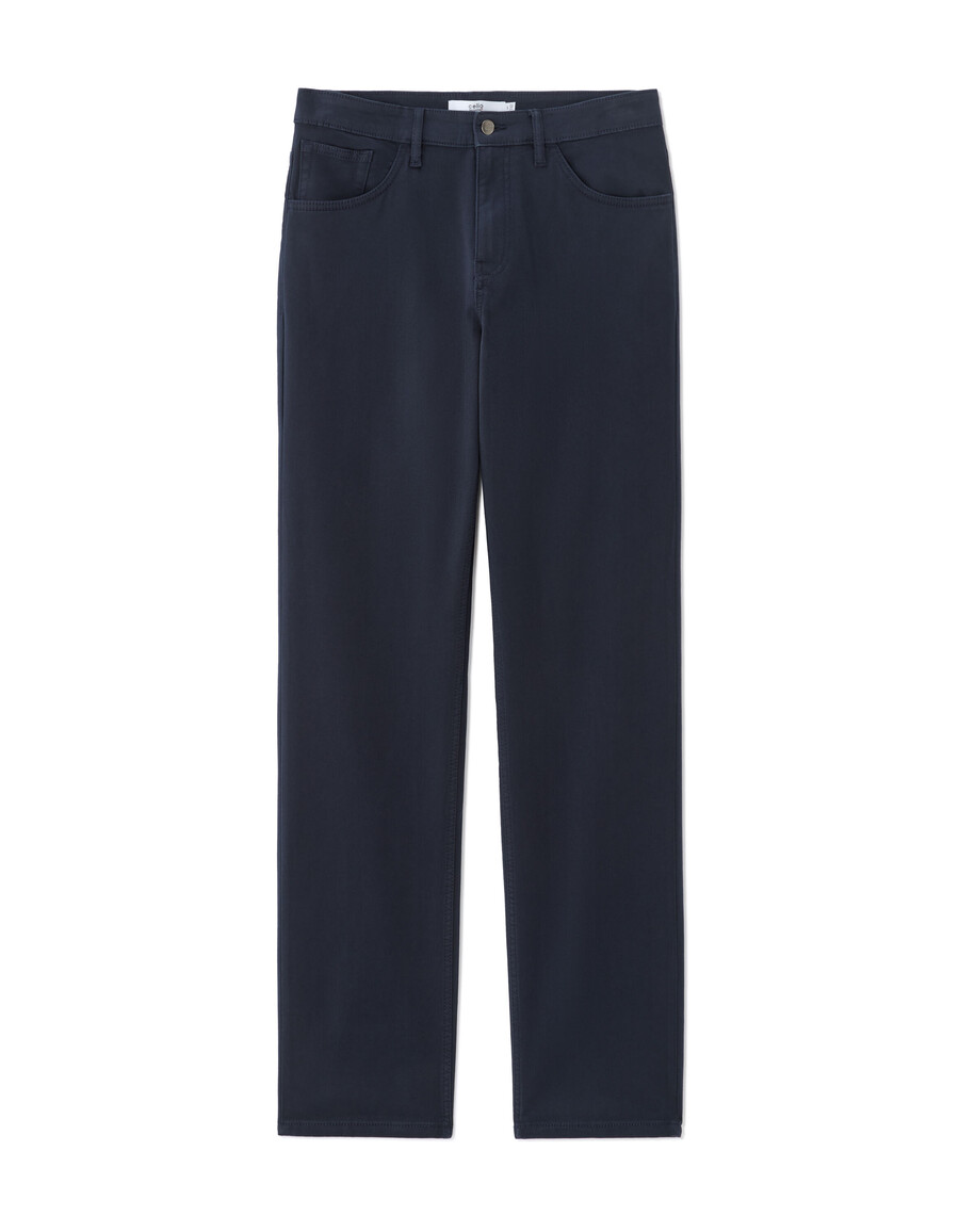 pantalones rectos de algodón elástico de 5 bolsillos