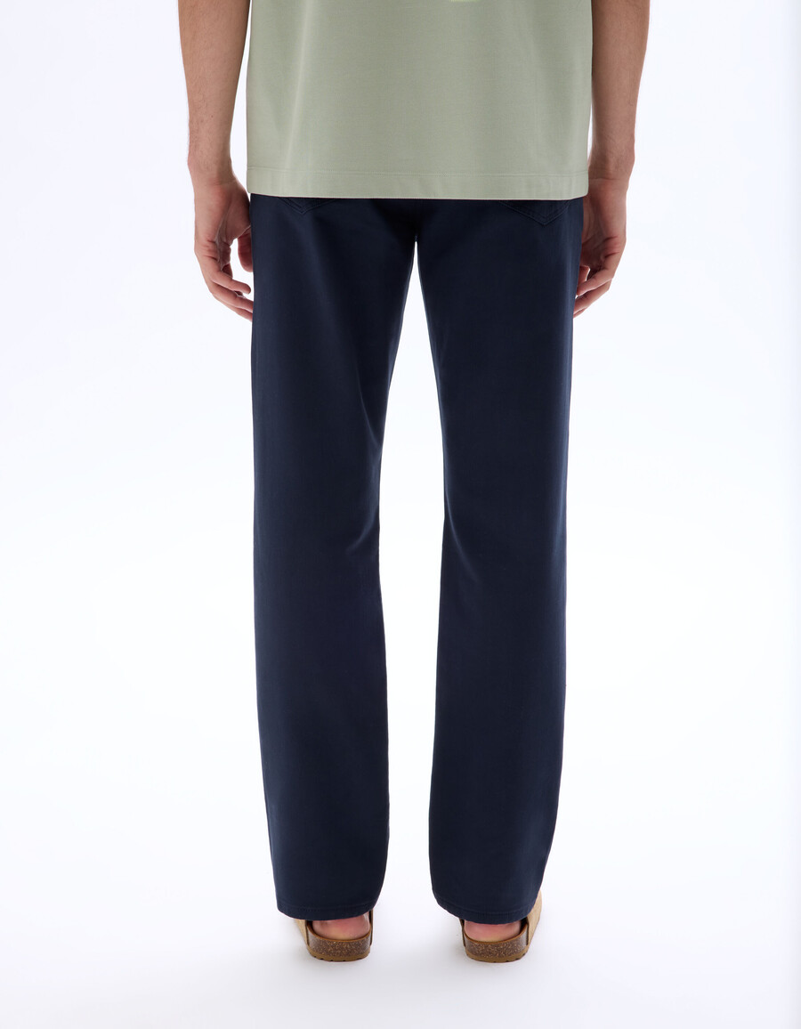 pantalones rectos de algodón elástico de 5 bolsillos
