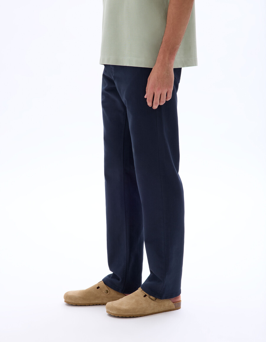 pantalones rectos de algodón elástico de 5 bolsillos