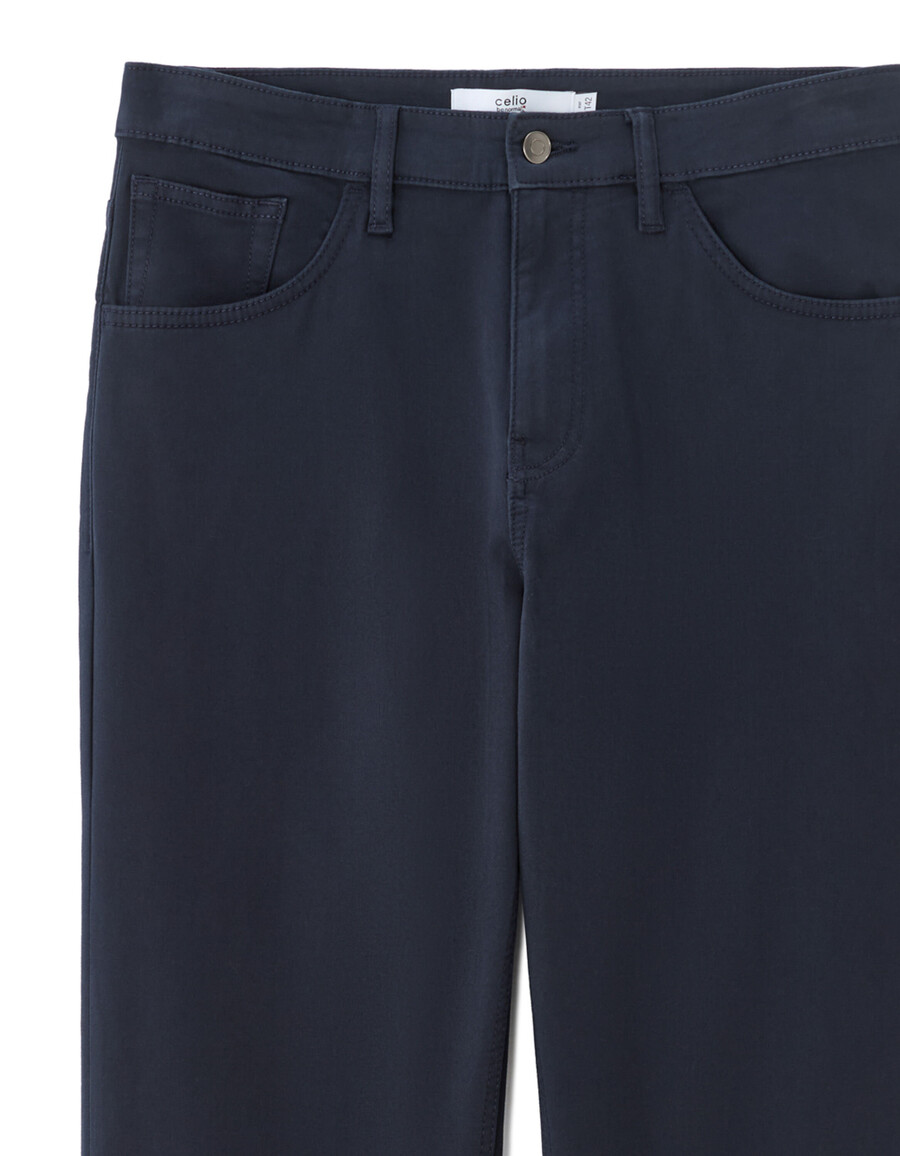 pantalones rectos de algodón elástico de 5 bolsillos