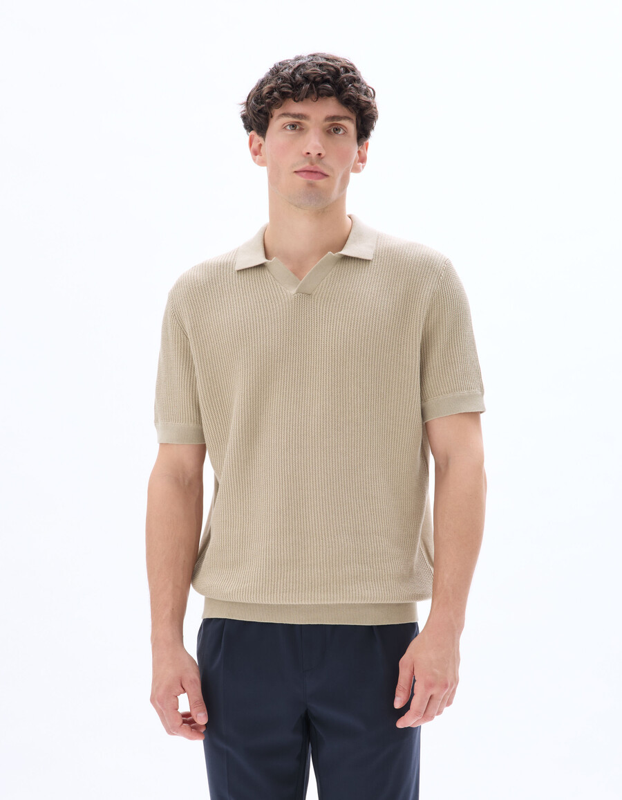 polo cuadrado de punto texturizado 100 algodón