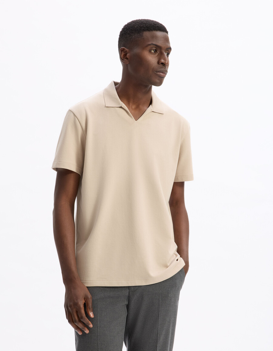 polo de mezcla de algodón regular con cuello cubano