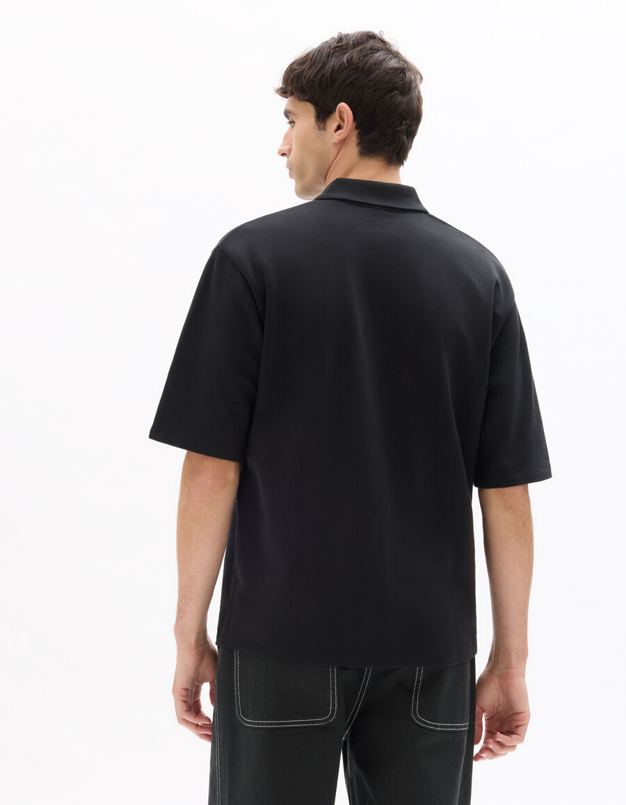 polo negro oversize 100 algodón francés