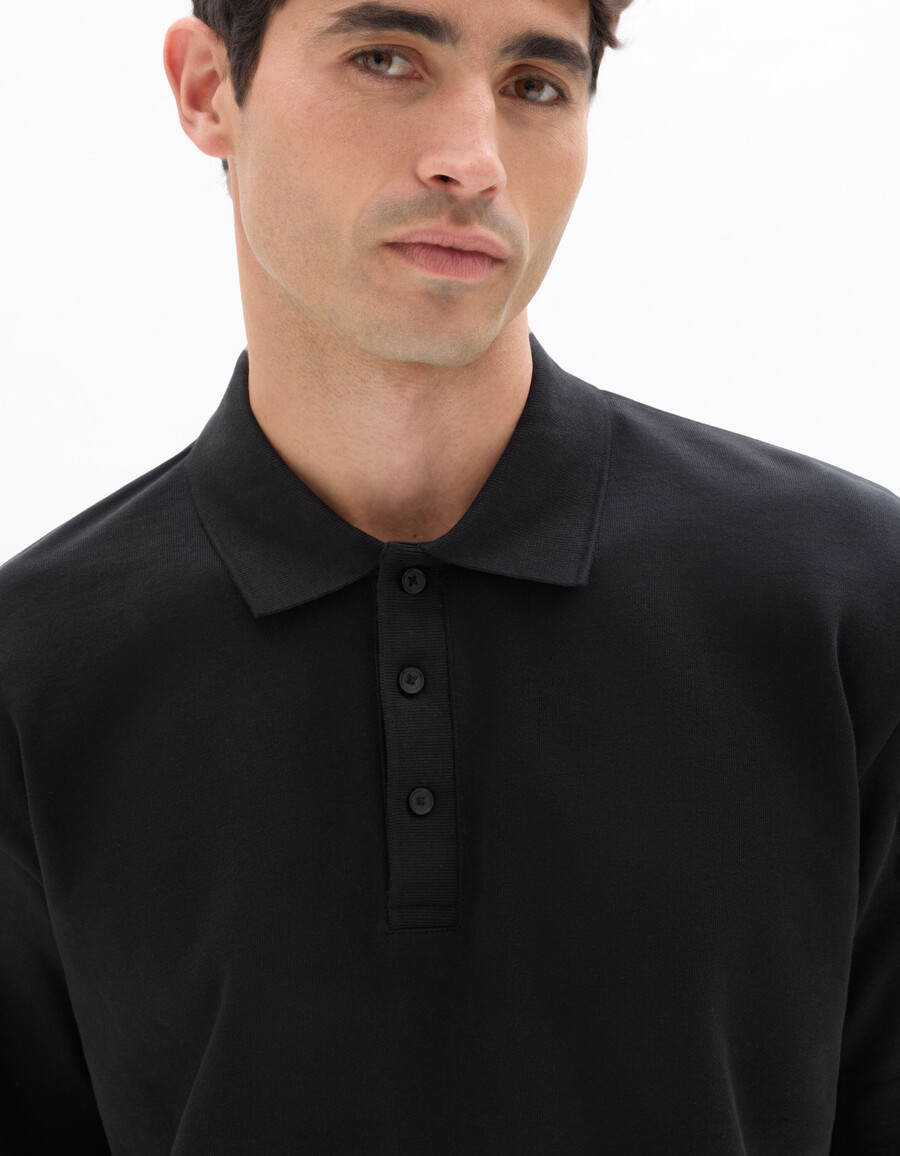 polo negro oversize 100 algodón francés
