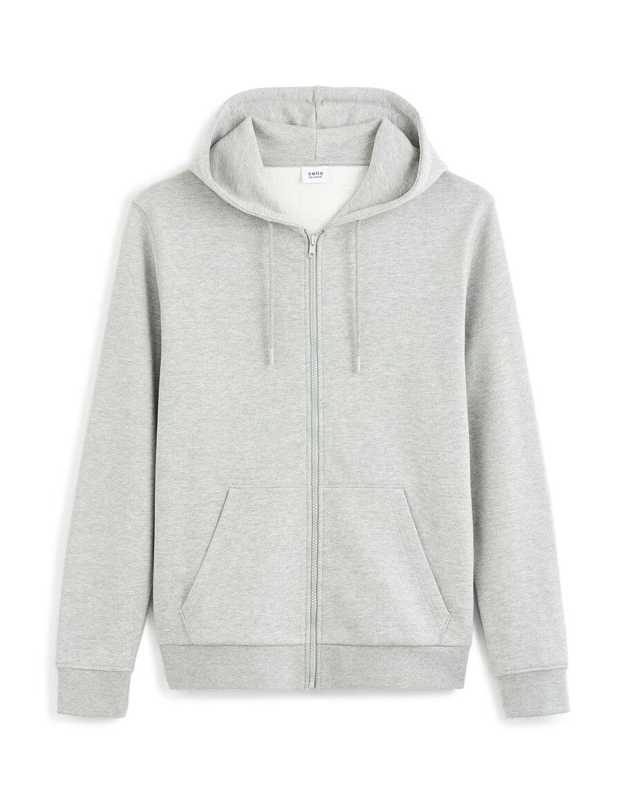 sudadera con capucha y cremallera en mezcla de algodón