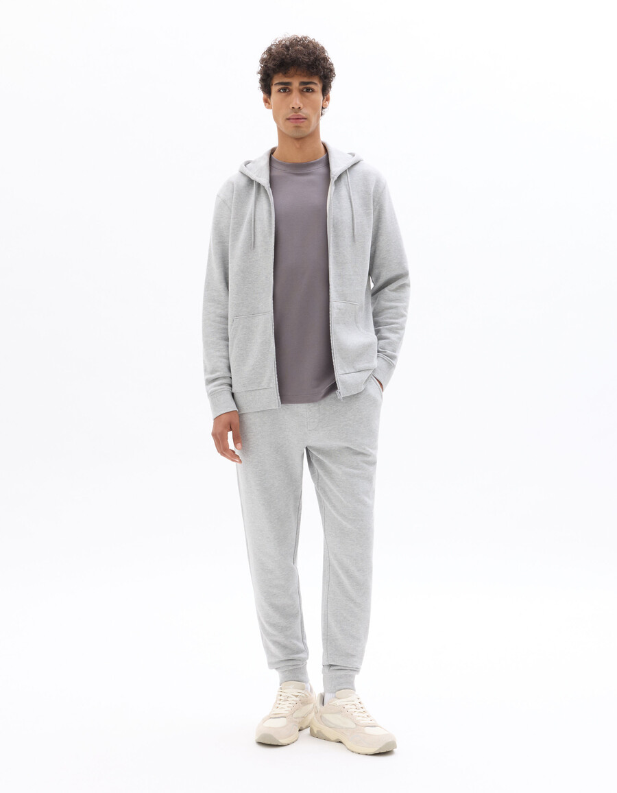 sudadera con capucha y cremallera en mezcla de algodón