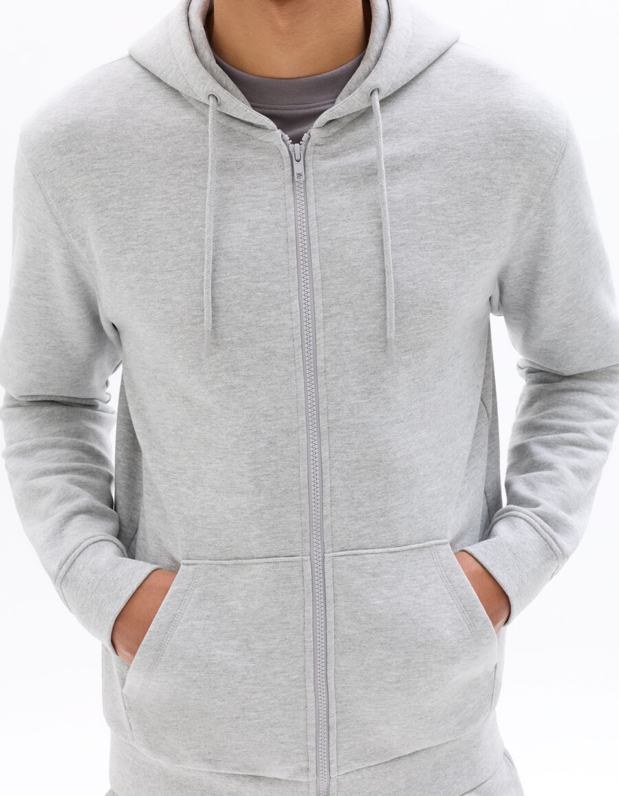 sudadera con capucha y cremallera en mezcla de algodón