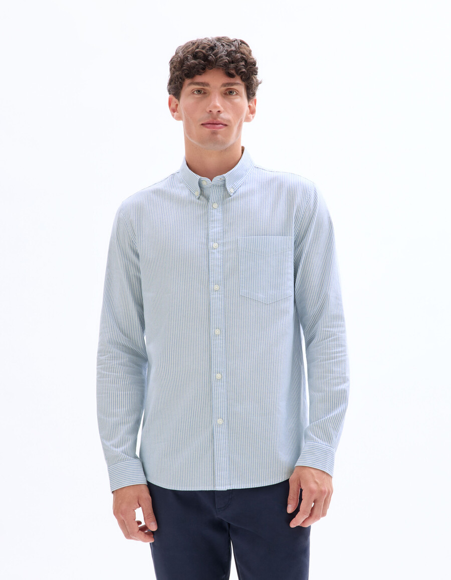 camisa de rayas de corte regular 100 algodón oxford
