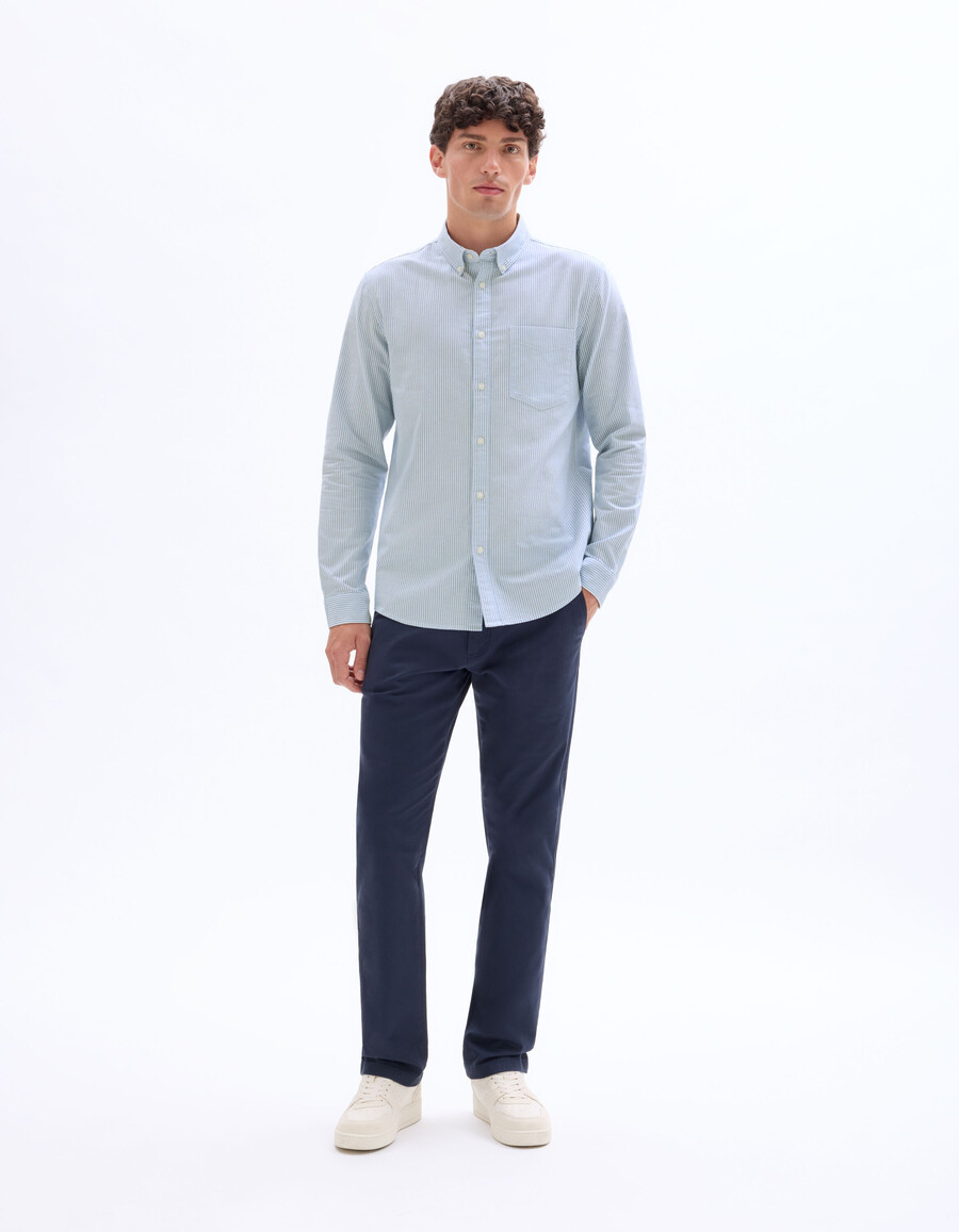camisa de rayas de corte regular 100 algodón oxford
