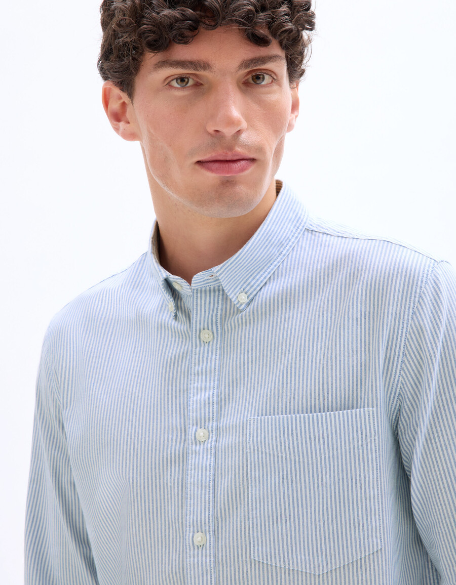 camisa de rayas de corte regular 100 algodón oxford