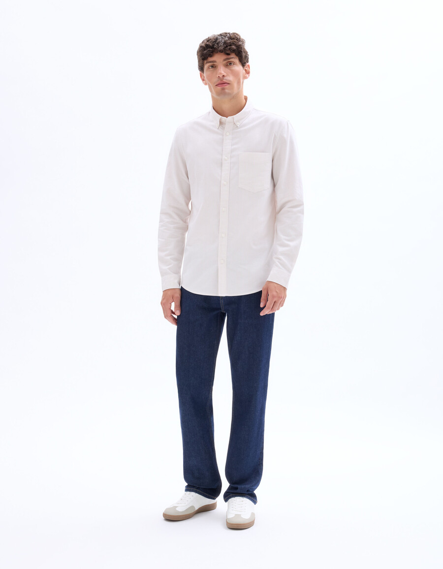 camisa de rayas de corte regular 100 algodón oxford