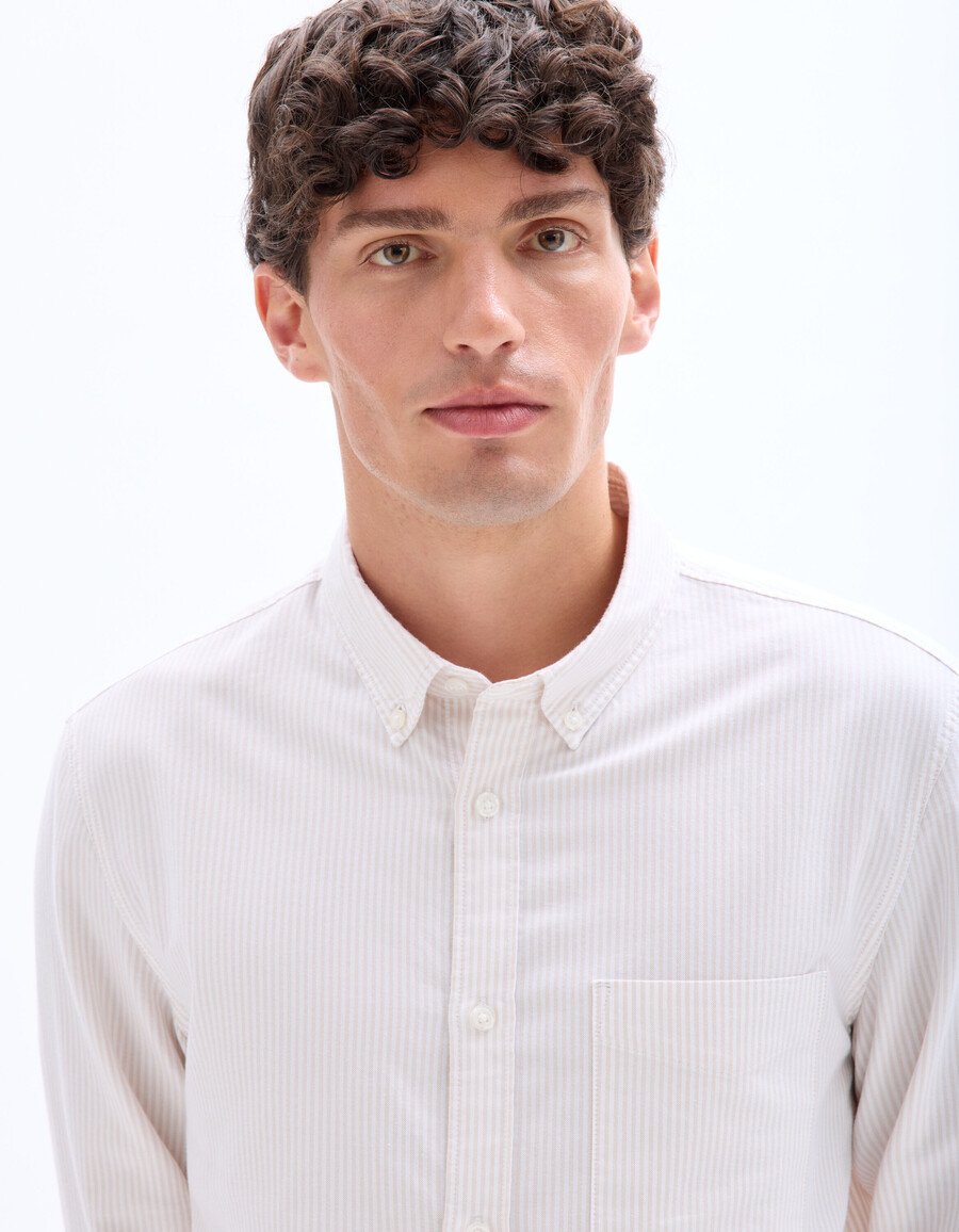 camisa de rayas de corte regular 100 algodón oxford