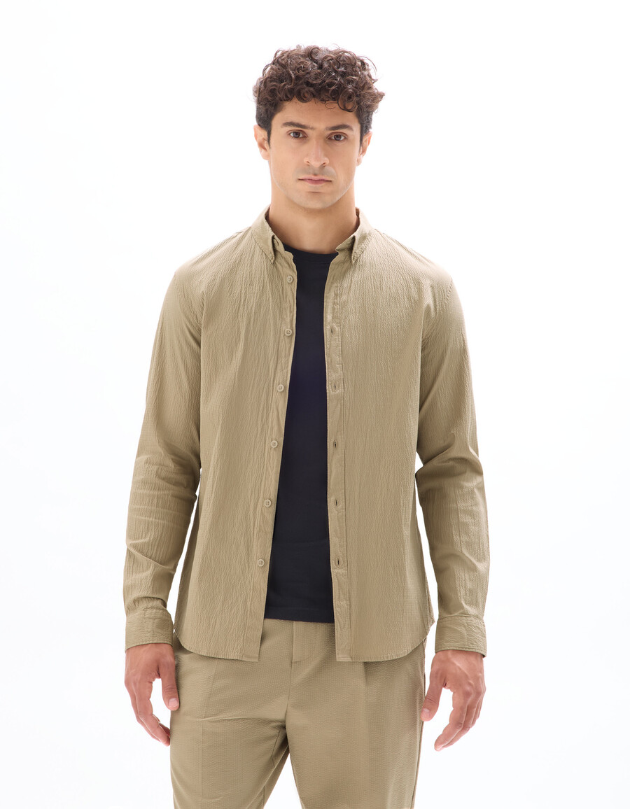 camisa de seersucker regular