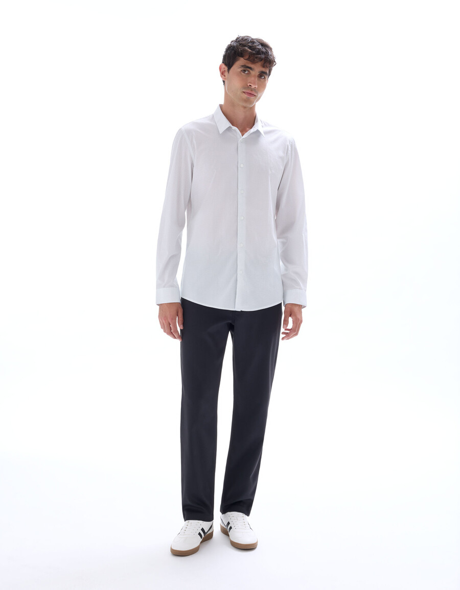 camisa estampada de corte entallado 100 algodón