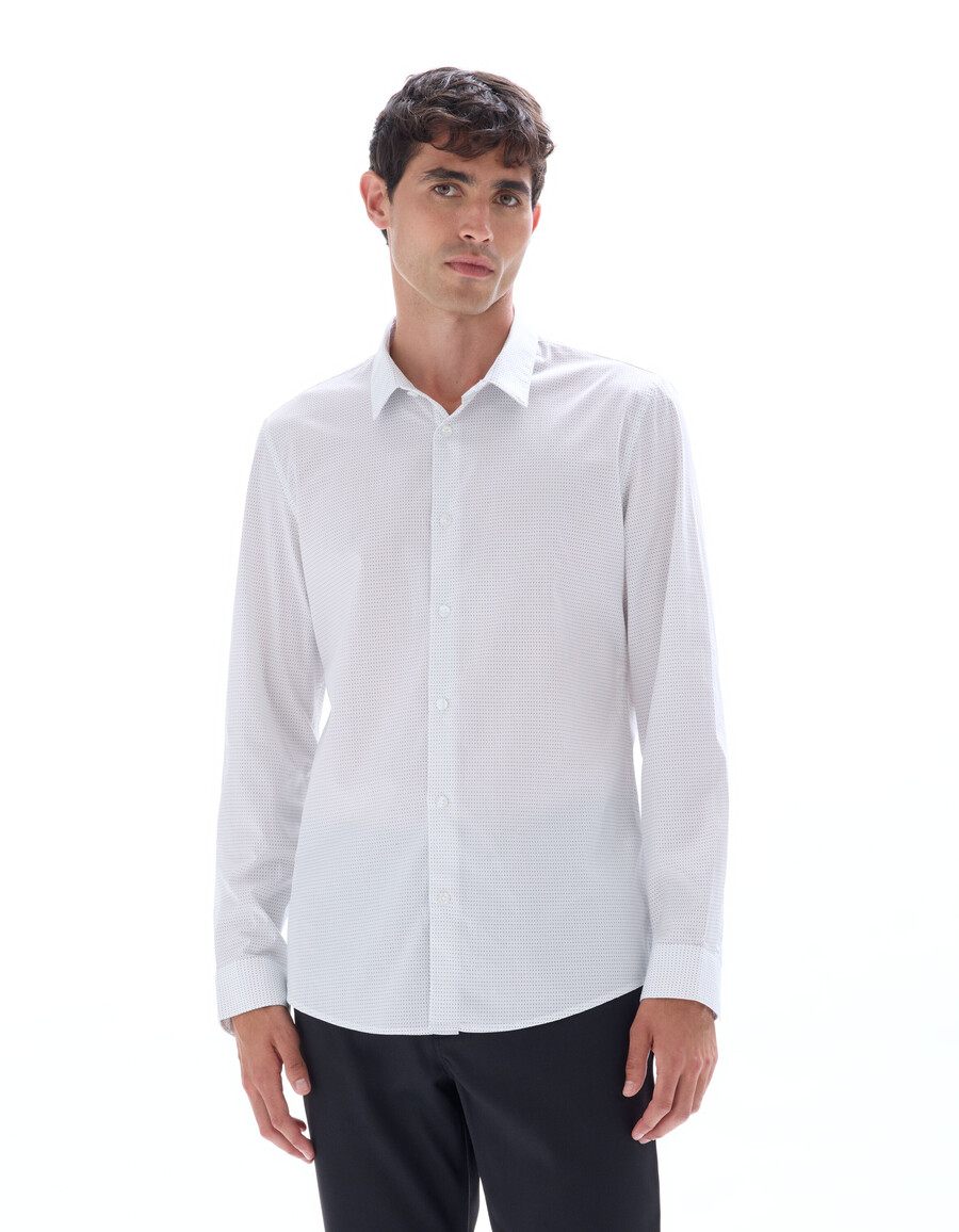 camisa estampada de corte entallado 100 algodón