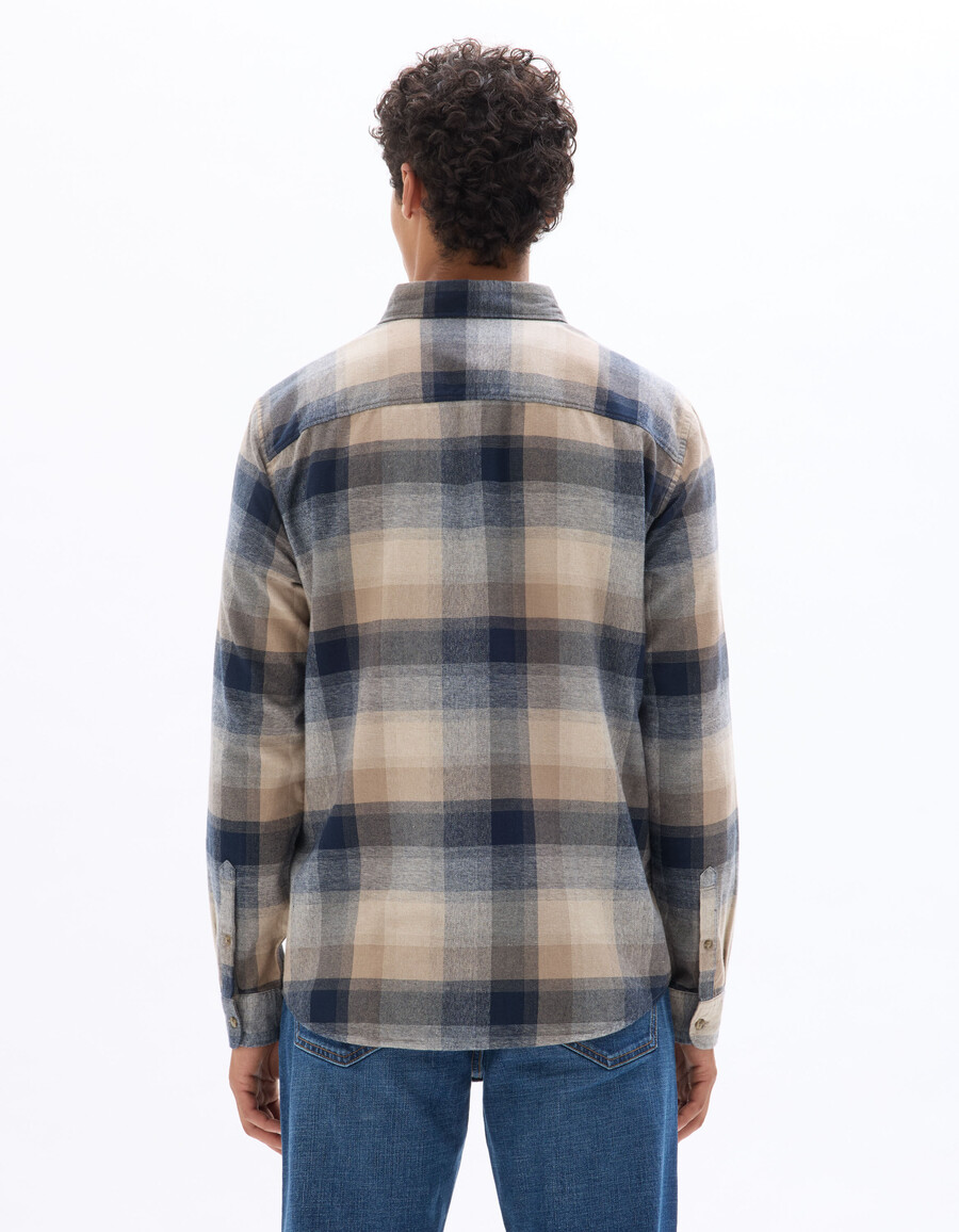 camisa de franela a cuadros de corte regular en 100 algodón