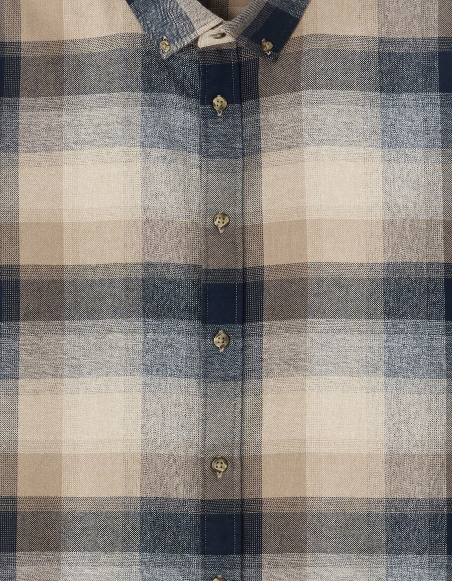camisa de franela a cuadros de corte regular en 100 algodón