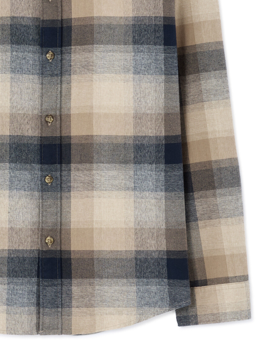 camisa de franela a cuadros de corte regular en 100 algodón
