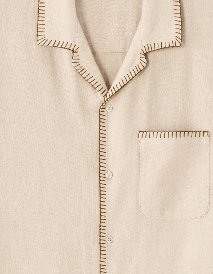 camisa de lino y viscosa de corte regular