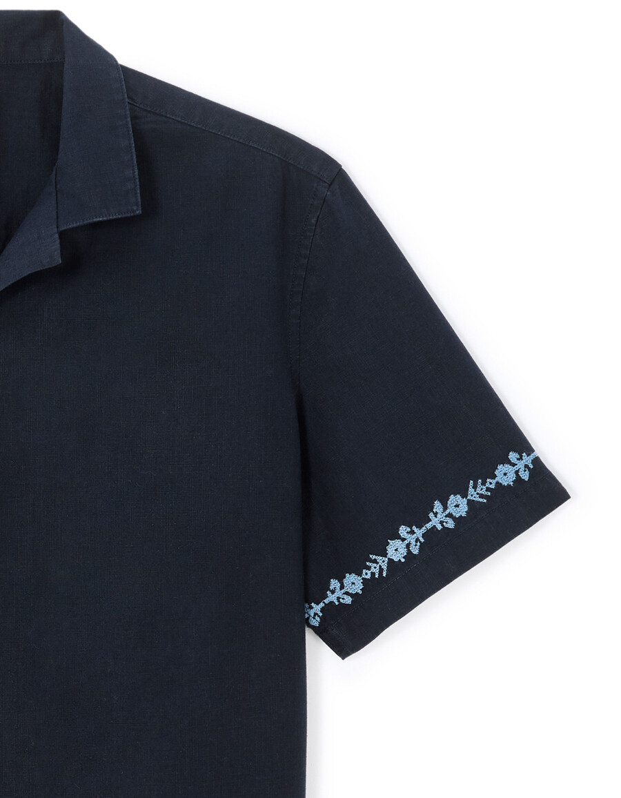 camisa bordada de corte regular 100 algodón