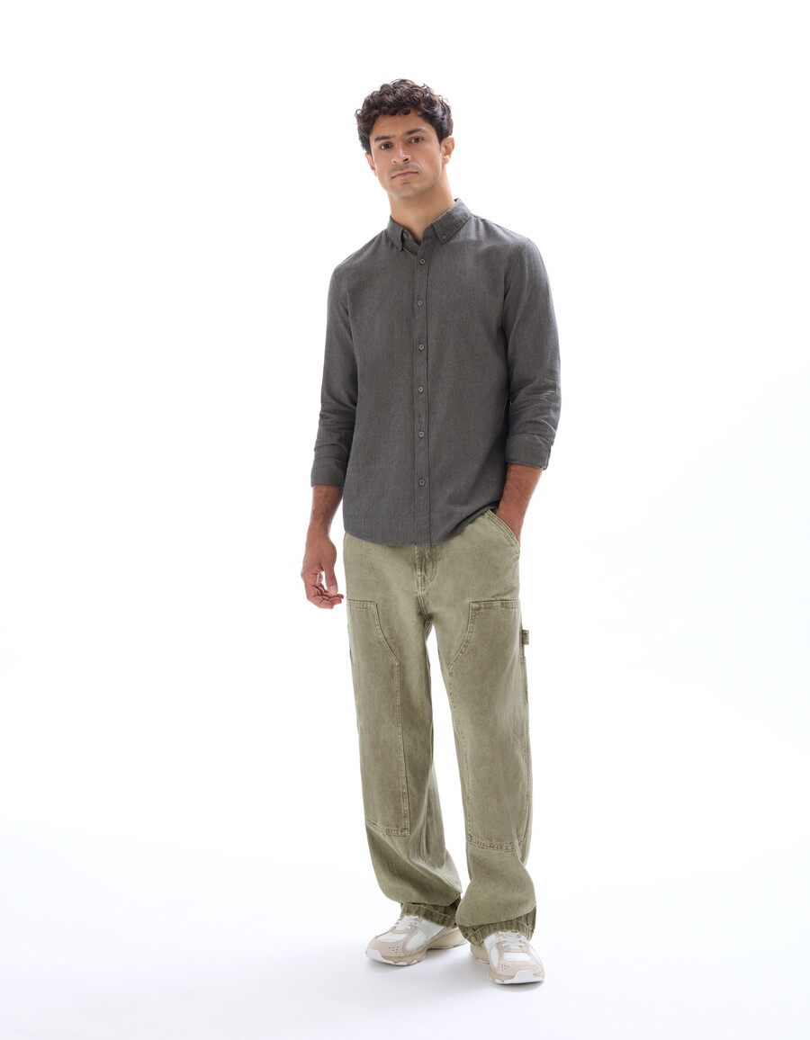 camisa de franela de corte regular