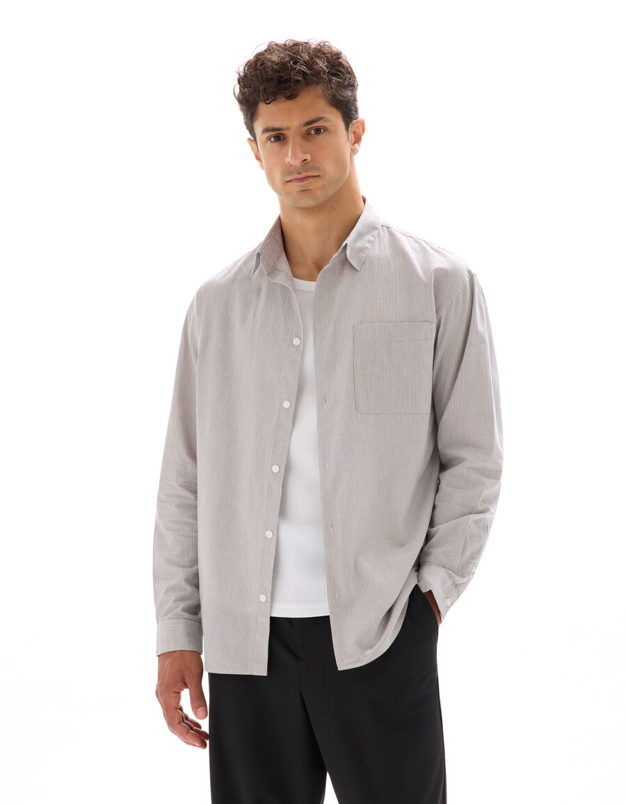 camisa holgada de popelina a rayas