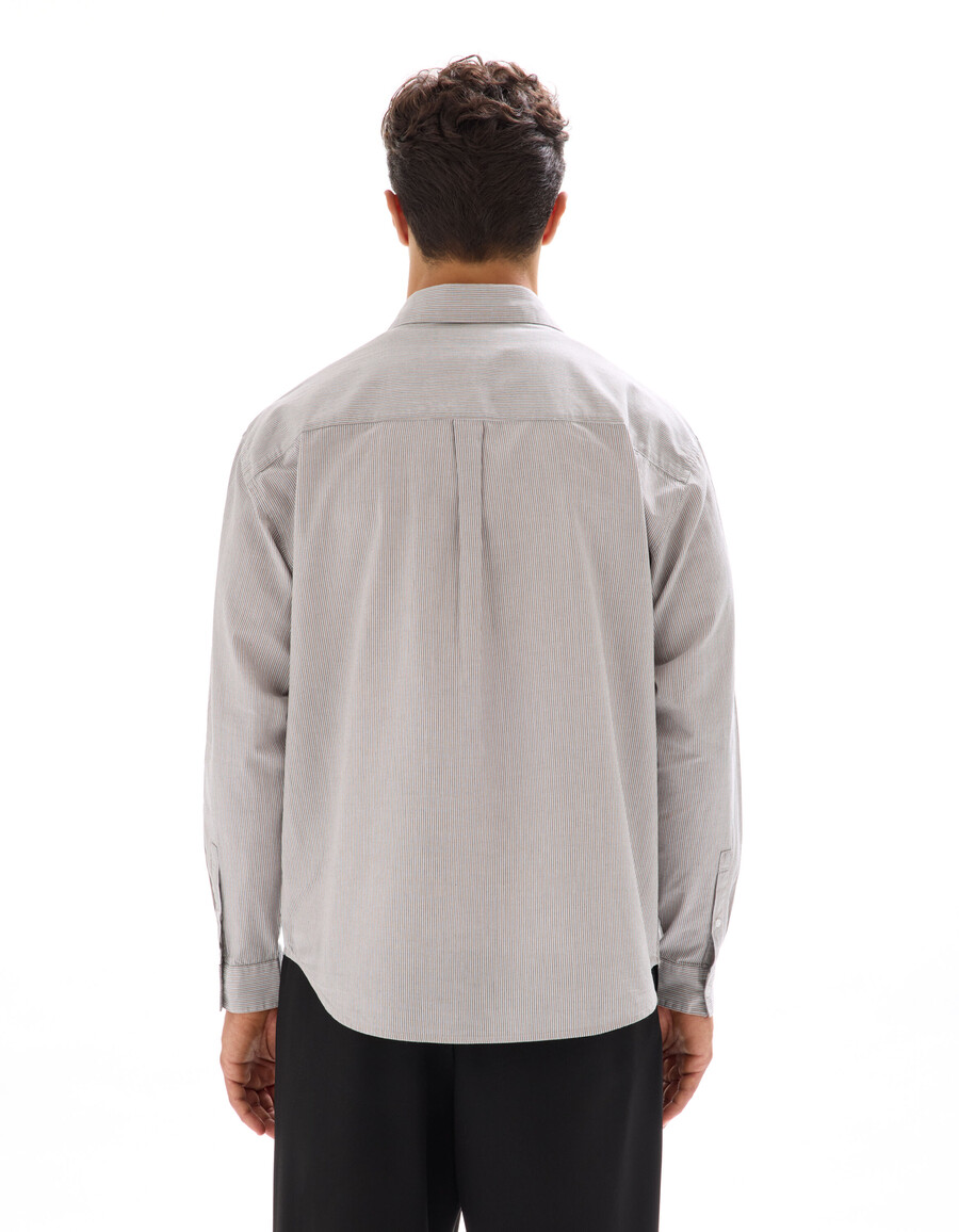camisa holgada de popelina a rayas