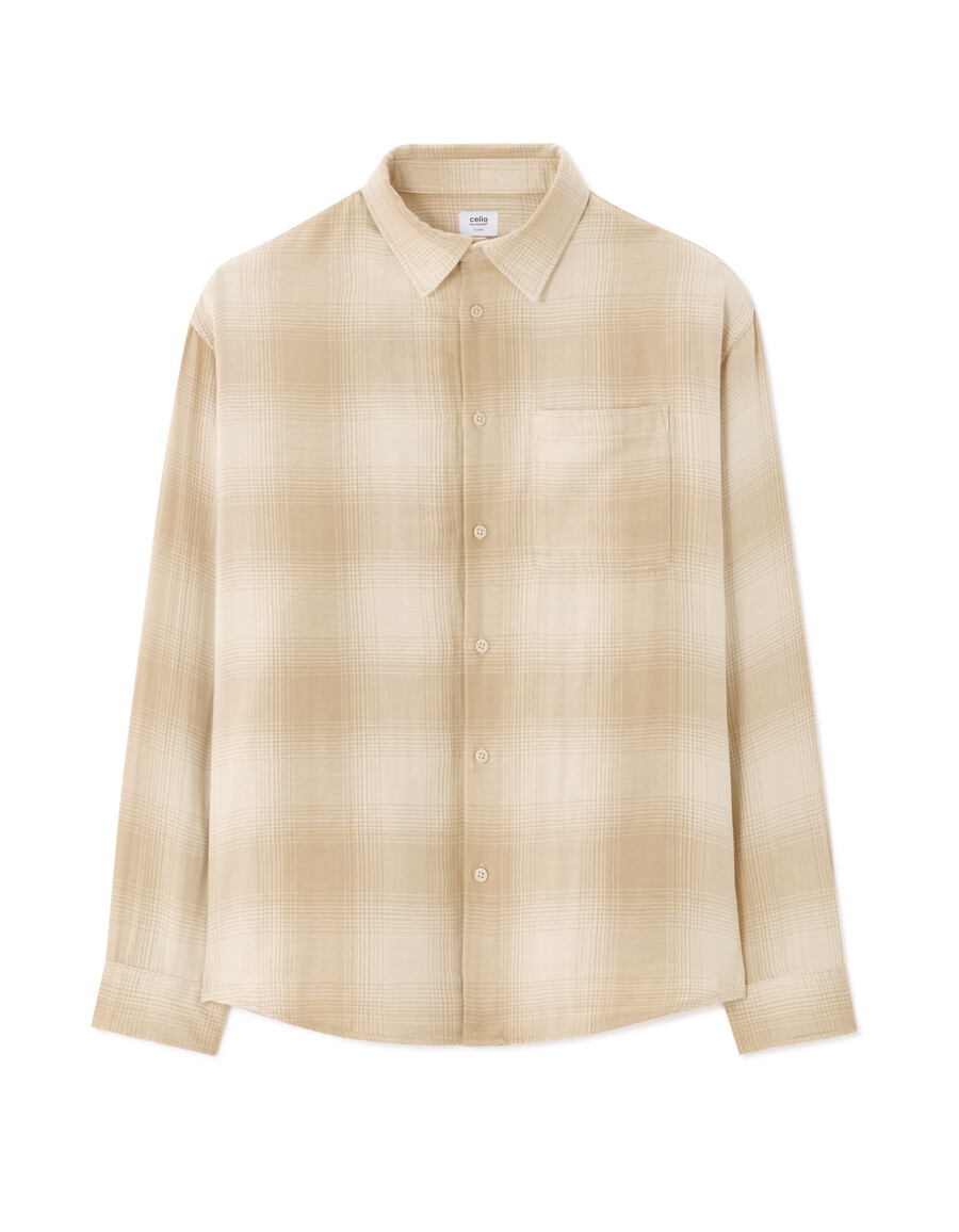camisa holgada de franela a cuadros