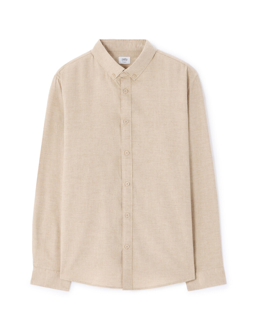 camisa de franela lisa de corte regular