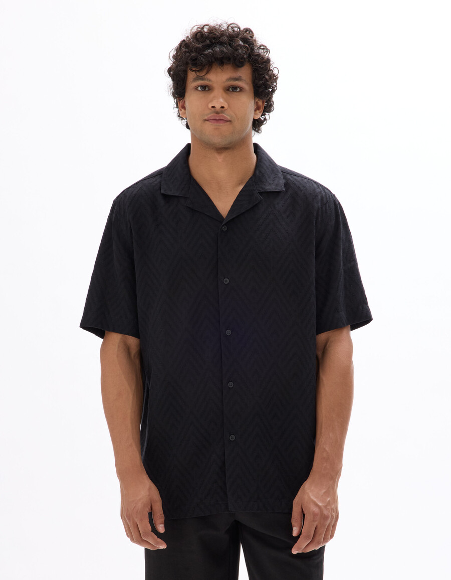 camisa jacquard de corte regular