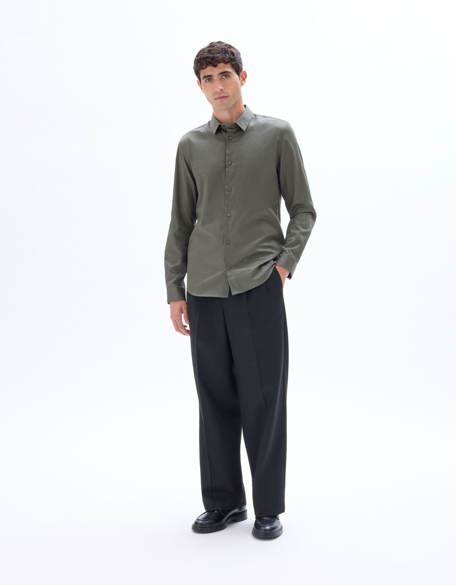 camisa microestampada de corte regular 100 algodón