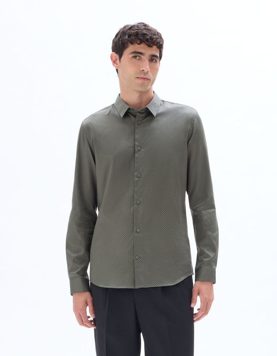 camisa microestampada de corte regular 100 algodón