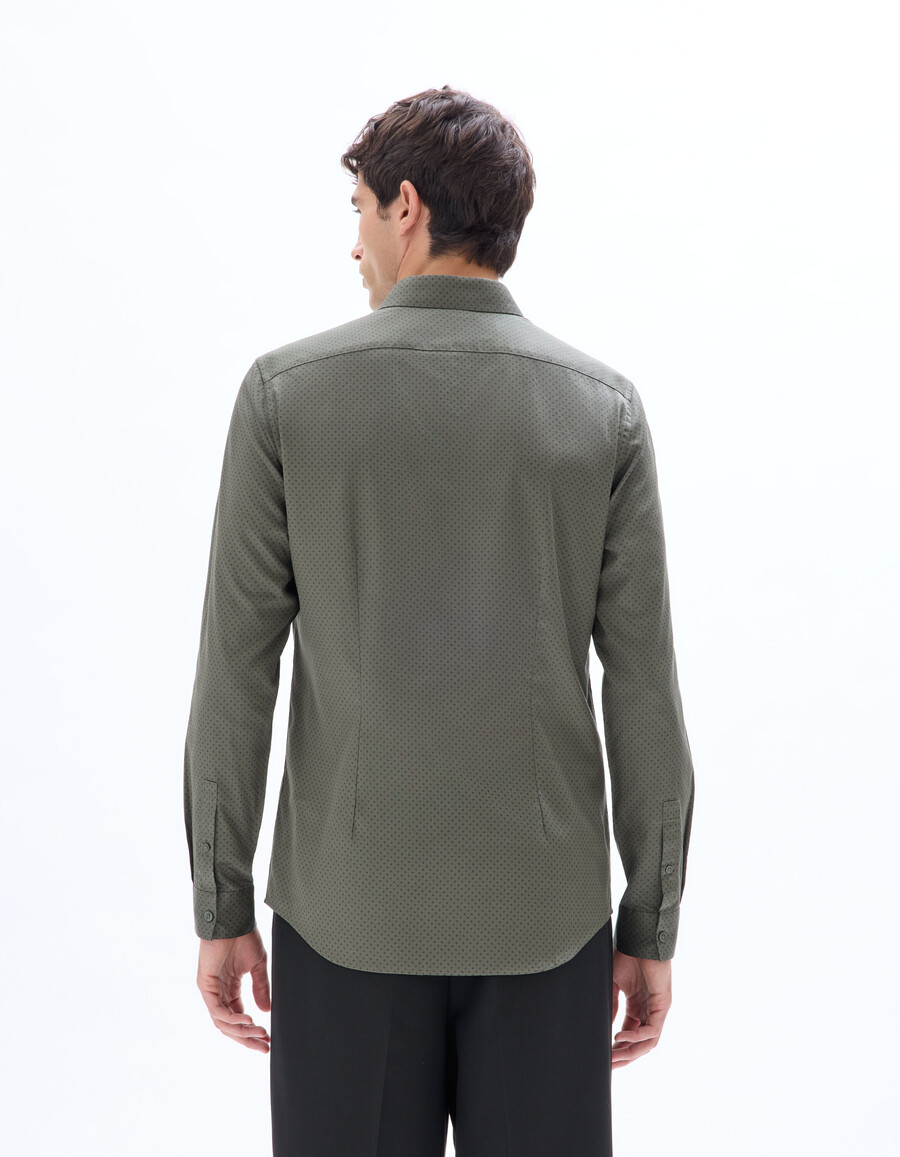 camisa microestampada de corte regular 100 algodón