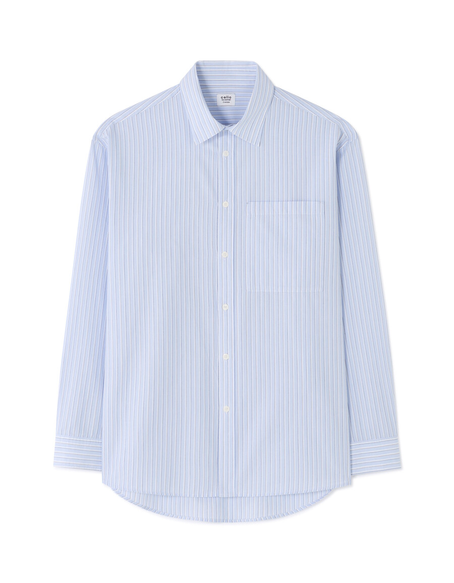 camisa de popelina de algodón a rayas de gran tamaño