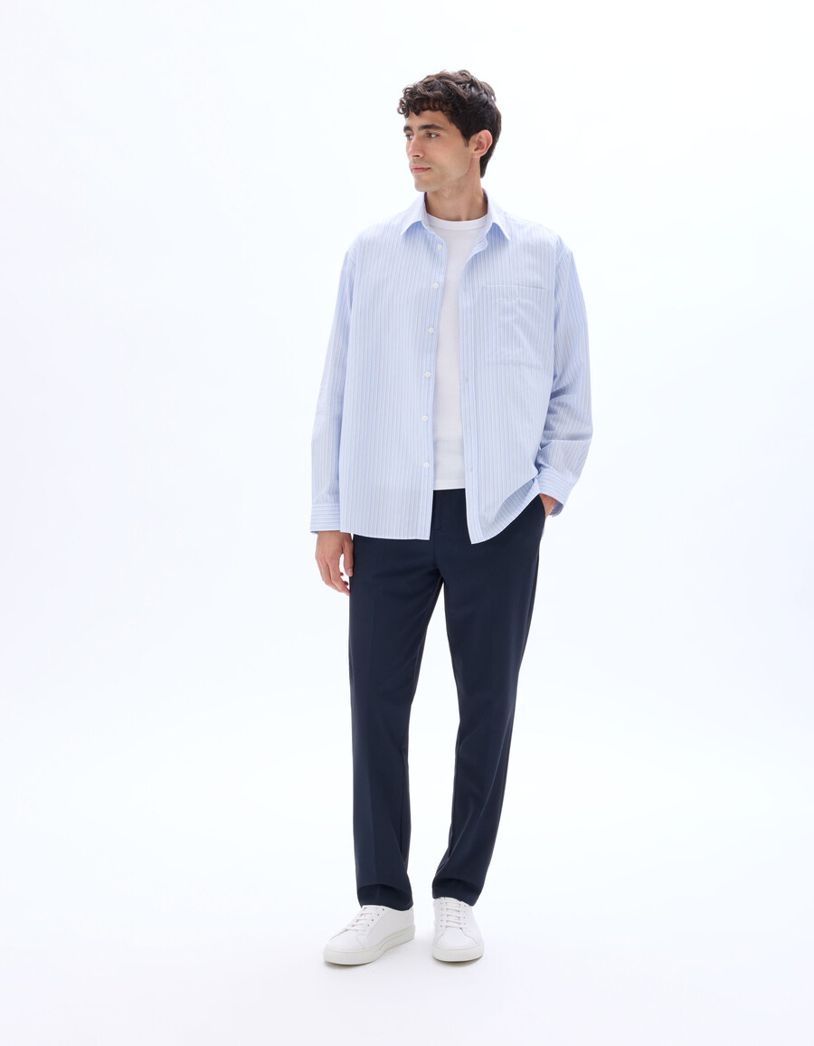 camisa de popelina de algodón a rayas de gran tamaño