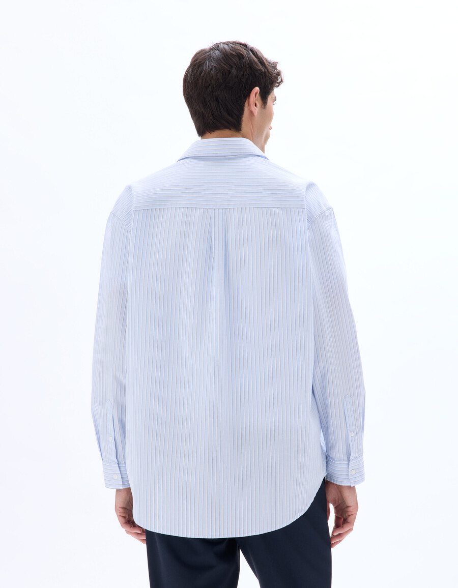 camisa de popelina de algodón a rayas de gran tamaño