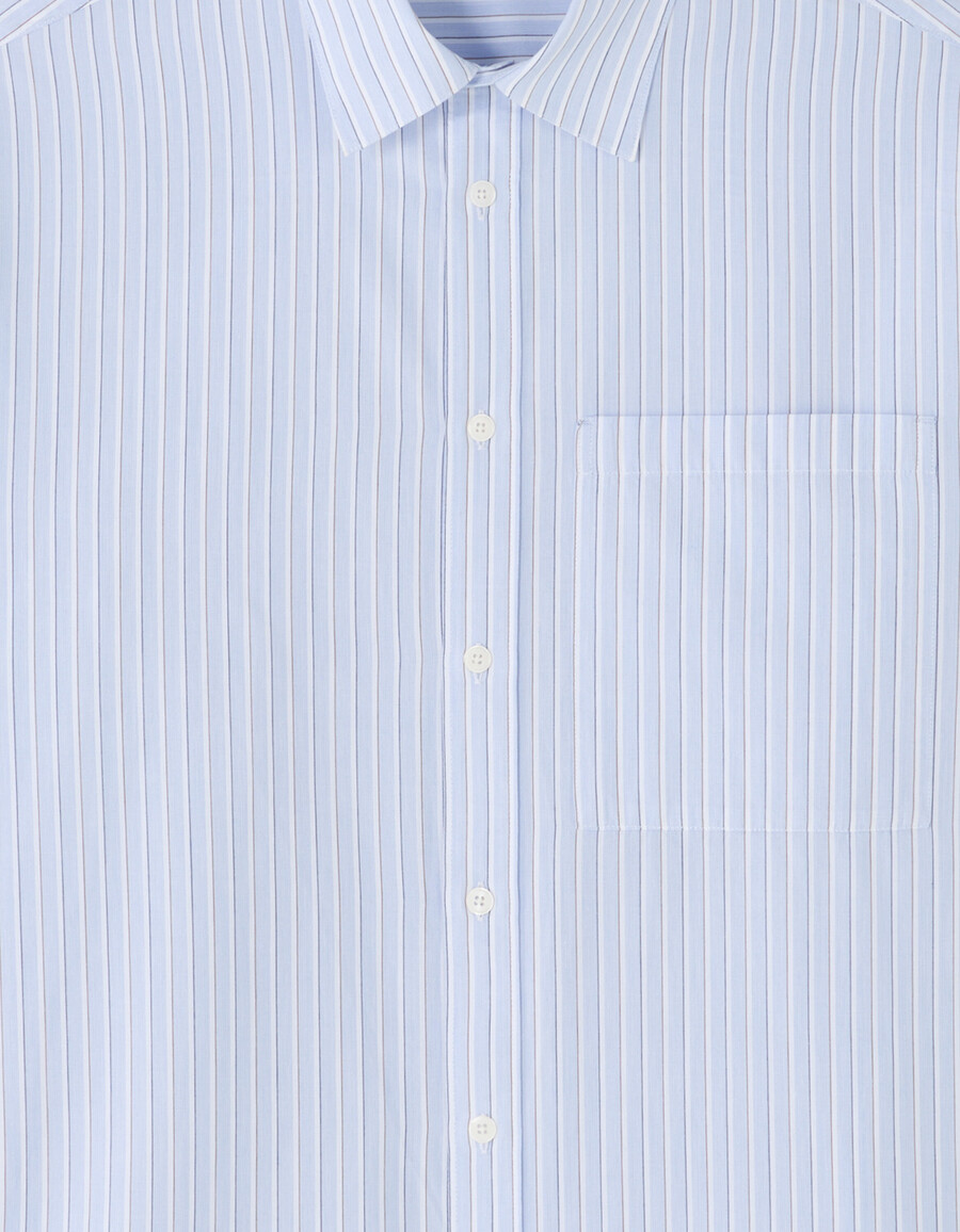camisa de popelina de algodón a rayas de gran tamaño