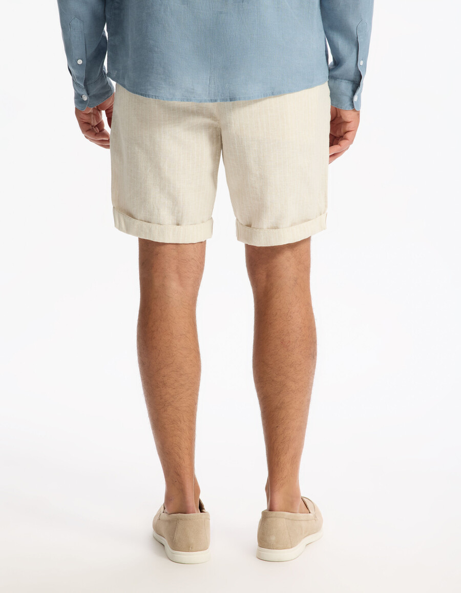 bermudas de lino y algodón a rayas