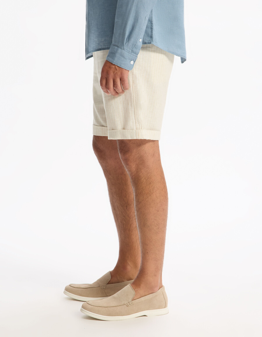 bermudas de lino y algodón a rayas