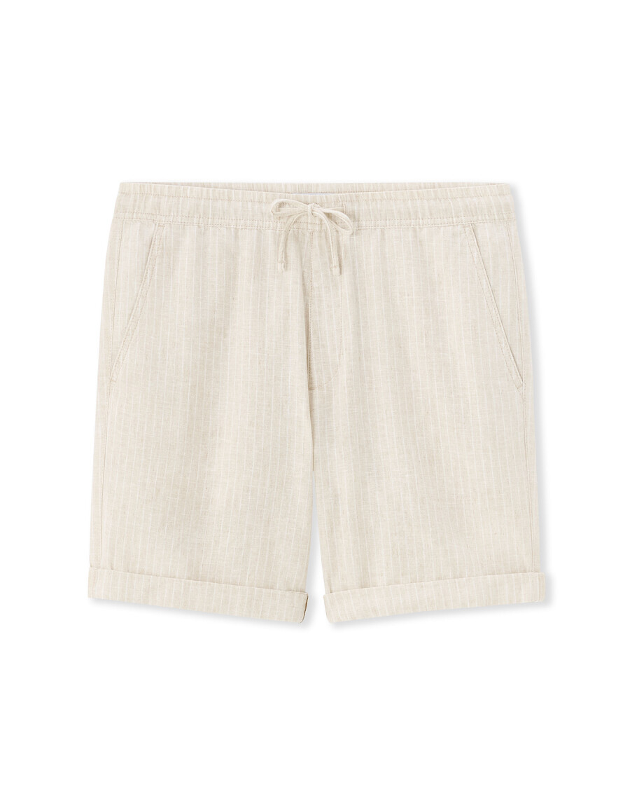 bermudas de lino y algodón a rayas