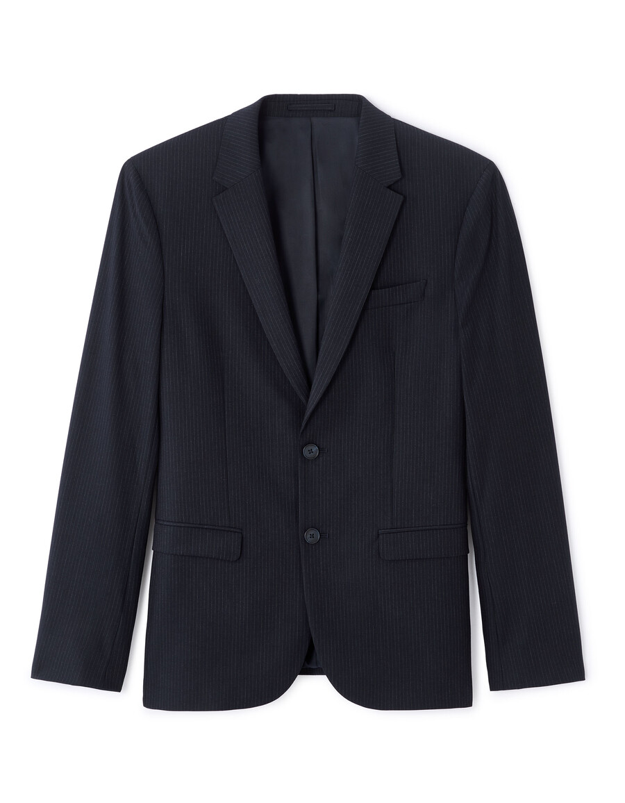 chaqueta de traje de franela a rayas de corte entallado